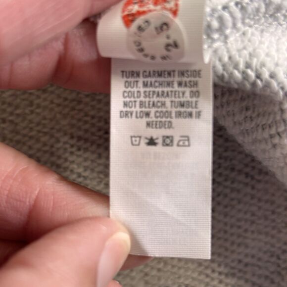 AERIE Gray Camo Cropped Crewneck Raw Hem Sweatshirt Size Medium - Picture 8 of 8